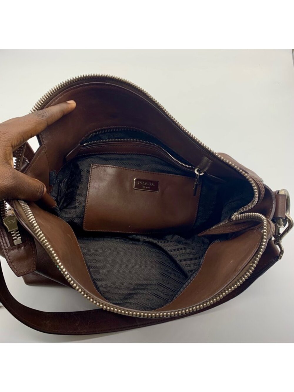 Prada Brown Cervo Leather Hobo Bag - Picture 14 of 16